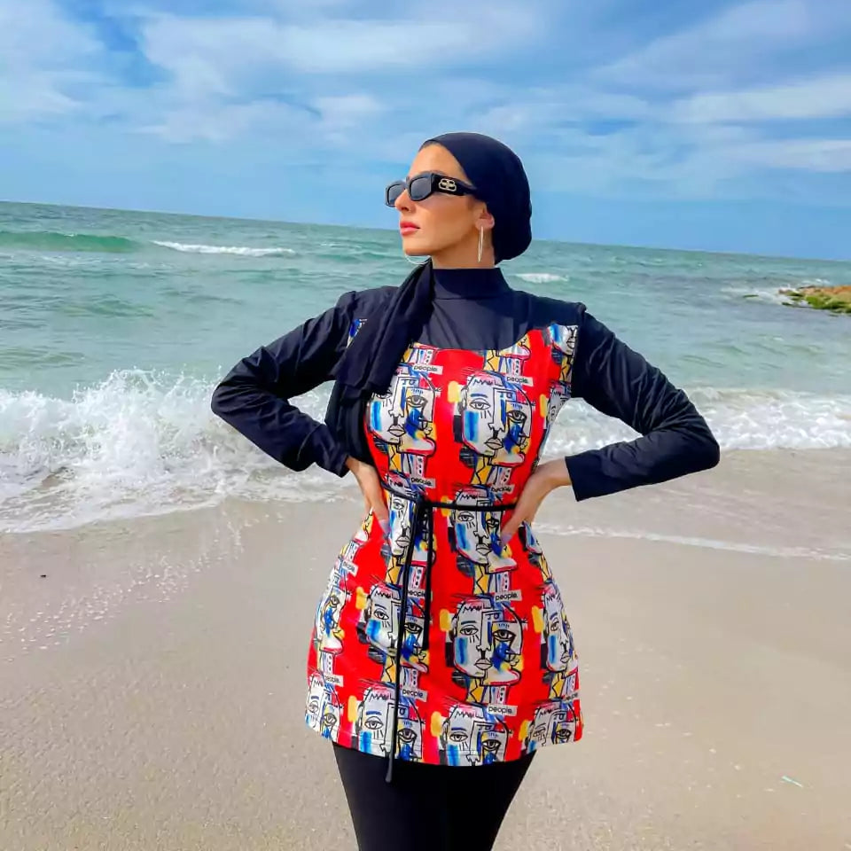 red face burkini top only